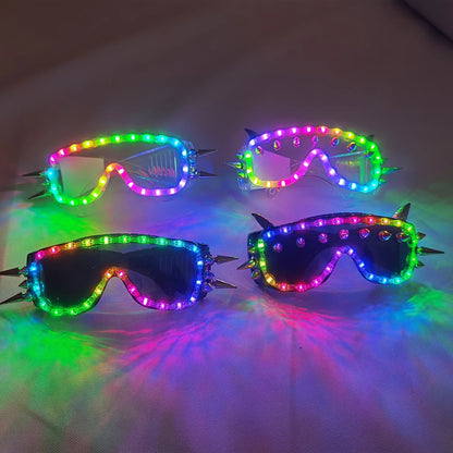 Full Color Remote Control  LED Glasses Pixel Laser Goggles Light Up Rave Costume Party Decor DJ SunGlasses