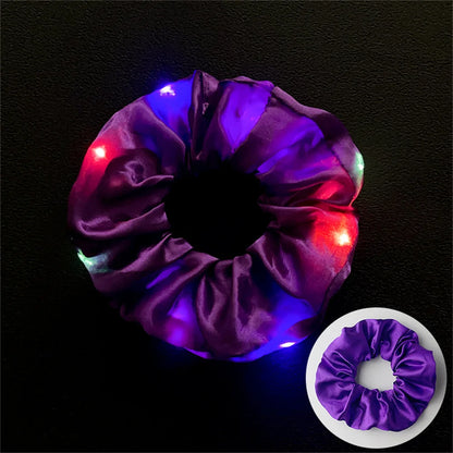 LED Luminous Scrunchies Hairband Women Glowing Elastic Hair Tie Hair Rope Girl Glow in the Dark Party Supplies Hair Accessory