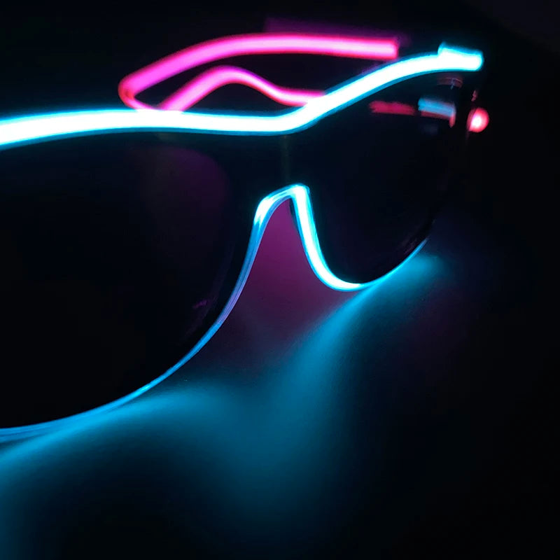 Wireless LED Glasses Party Light up Glasses Neon Party Flashing Glasses EL Wire Glowing Glow Sunglasses Bright Light Supplies