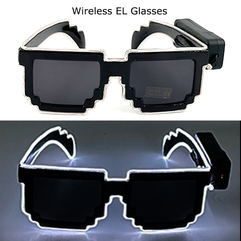 Wireless LED Glasses Party Light up Glasses Neon Party Flashing Glasses EL Wire Glowing Glow Sunglasses Bright Light Supplies