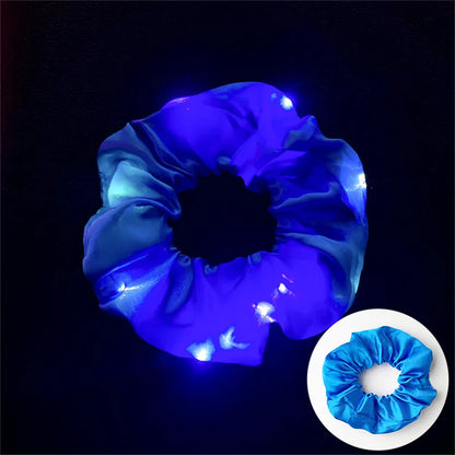 LED Luminous Scrunchies Hairband Women Glowing Elastic Hair Tie Hair Rope Girl Glow in the Dark Party Supplies Hair Accessory