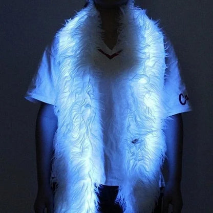 LED luminous scarf, plush scarf, winter warmth, luminous clothing, novel and creative flash neckband in the bar