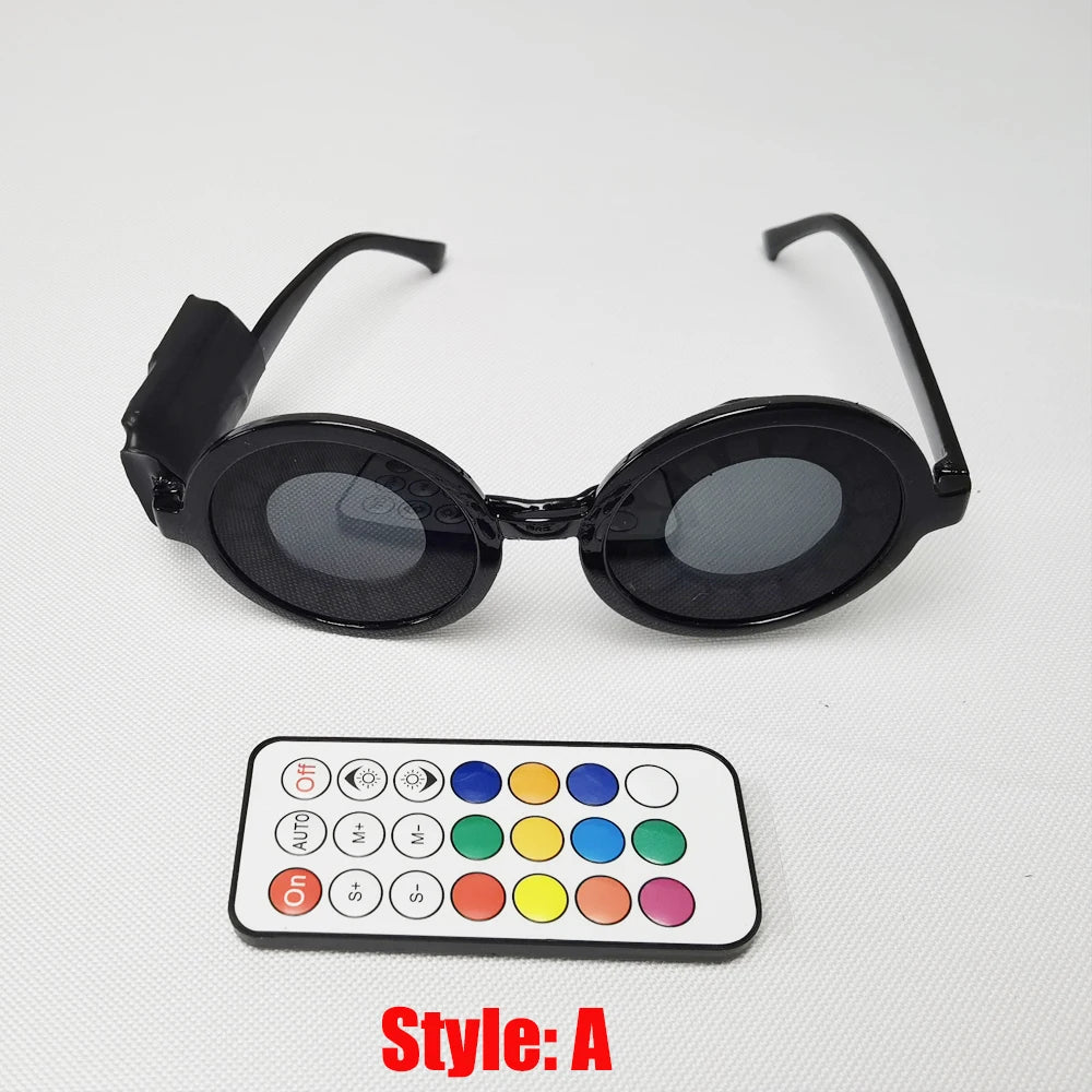 Full color remote control Burst Flashing LED Glow Glasses LED Glasses Rivet Punk Glasses Laser Glasses For Chirstmas Party