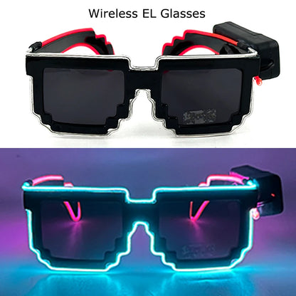 Wireless LED Glasses Party Light up Glasses Neon Party Flashing Glasses EL Wire Glowing Glow Sunglasses Bright Light Supplies