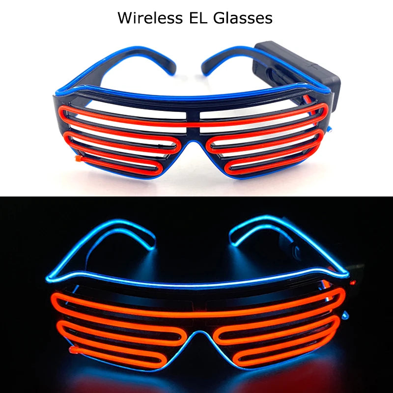 Wireless LED Glasses Party Light up Glasses Neon Party Flashing Glasses EL Wire Glowing Glow Sunglasses Bright Light Supplies