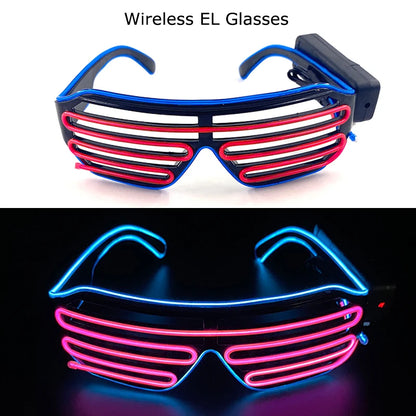 Wireless LED Glasses Party Light up Glasses Neon Party Flashing Glasses EL Wire Glowing Glow Sunglasses Bright Light Supplies