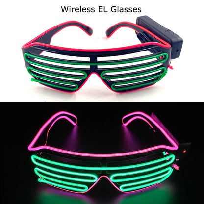 Wireless LED Glasses Party Light up Glasses Neon Party Flashing Glasses EL Wire Glowing Glow Sunglasses Bright Light Supplies