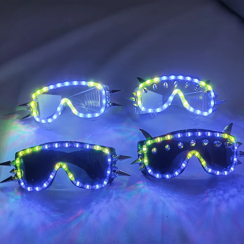 Full Color Remote Control  LED Glasses Pixel Laser Goggles Light Up Rave Costume Party Decor DJ SunGlasses