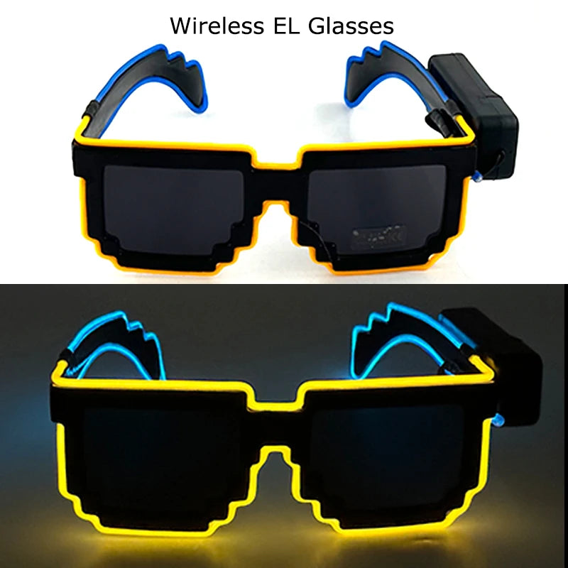 Wireless LED Glasses Party Light up Glasses Neon Party Flashing Glasses EL Wire Glowing Glow Sunglasses Bright Light Supplies