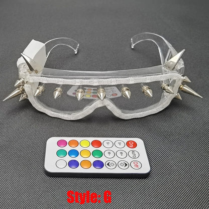 Full color remote control Burst Flashing LED Glow Glasses LED Glasses Rivet Punk Glasses Laser Glasses For Chirstmas Party