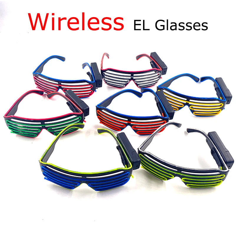 Wireless LED Glasses Party Light up Glasses Neon Party Flashing Glasses EL Wire Glowing Glow Sunglasses Bright Light Supplies