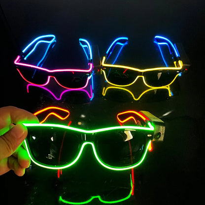 Wireless LED Glasses Party Light up Glasses Neon Party Flashing Glasses EL Wire Glowing Glow Sunglasses Bright Light Supplies