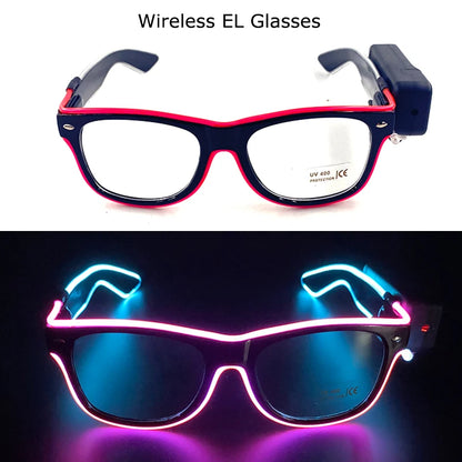 Wireless LED Glasses Party Light up Glasses Neon Party Flashing Glasses EL Wire Glowing Glow Sunglasses Bright Light Supplies