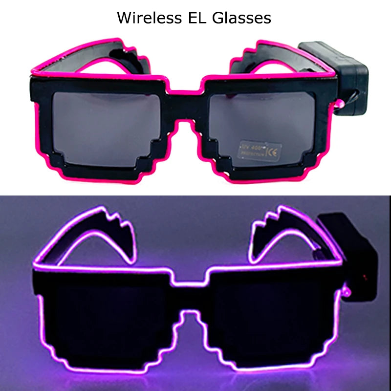 Wireless LED Glasses Party Light up Glasses Neon Party Flashing Glasses EL Wire Glowing Glow Sunglasses Bright Light Supplies