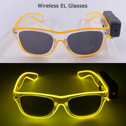 Wireless LED Glasses Party Light up Glasses Neon Party Flashing Glasses EL Wire Glowing Glow Sunglasses Bright Light Supplies