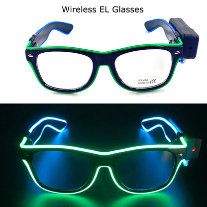 Wireless LED Glasses Party Light up Glasses Neon Party Flashing Glasses EL Wire Glowing Glow Sunglasses Bright Light Supplies