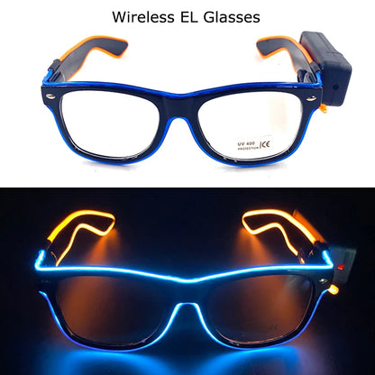 Wireless LED Glasses Party Light up Glasses Neon Party Flashing Glasses EL Wire Glowing Glow Sunglasses Bright Light Supplies