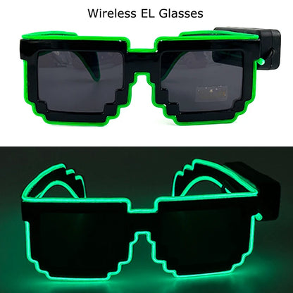 Wireless LED Glasses Party Light up Glasses Neon Party Flashing Glasses EL Wire Glowing Glow Sunglasses Bright Light Supplies