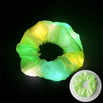 LED Luminous Scrunchies Hairband Women Glowing Elastic Hair Tie Hair Rope Girl Glow in the Dark Party Supplies Hair Accessory