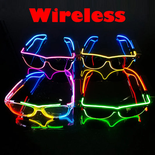 Wireless LED Glasses Party Light up Glasses Neon Party Flashing Glasses EL Wire Glowing Glow Sunglasses Bright Light Supplies