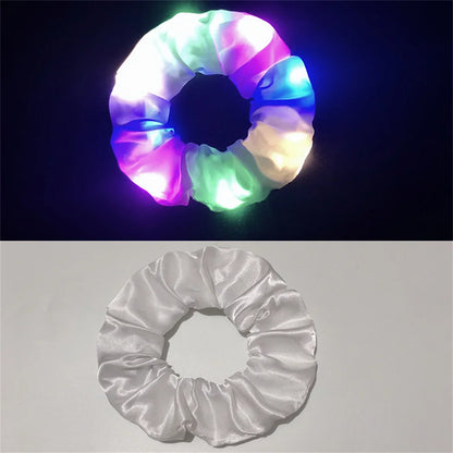 LED Luminous Scrunchies Hairband Women Glowing Elastic Hair Tie Hair Rope Girl Glow in the Dark Party Supplies Hair Accessory