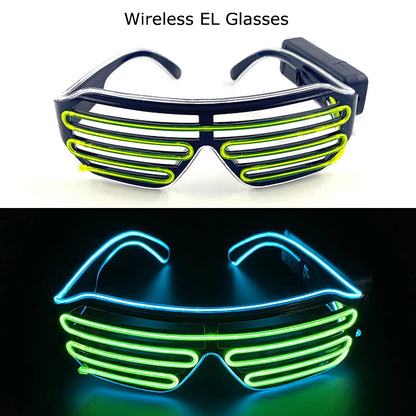 Wireless LED Glasses Party Light up Glasses Neon Party Flashing Glasses EL Wire Glowing Glow Sunglasses Bright Light Supplies