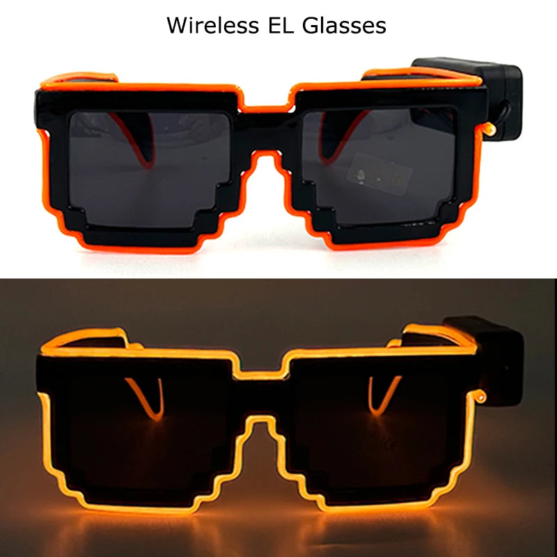 Wireless LED Glasses Party Light up Glasses Neon Party Flashing Glasses EL Wire Glowing Glow Sunglasses Bright Light Supplies