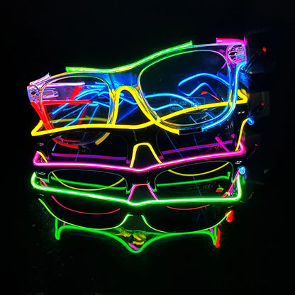 Wireless LED Glasses Party Light up Glasses Neon Party Flashing Glasses EL Wire Glowing Glow Sunglasses Bright Light Supplies