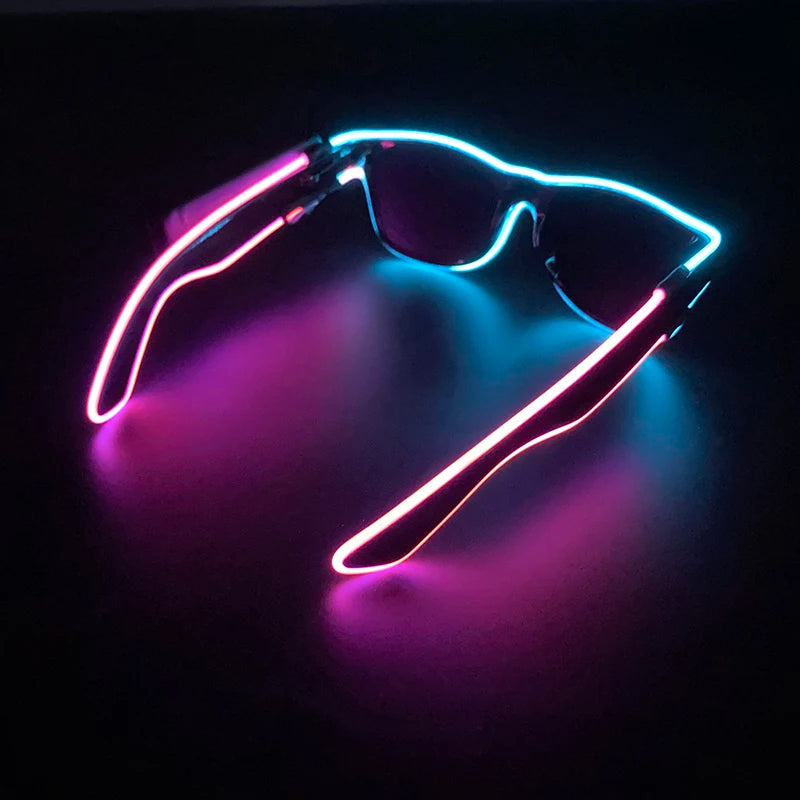 Wireless LED Glasses Party Light up Glasses Neon Party Flashing Glasses EL Wire Glowing Glow Sunglasses Bright Light Supplies