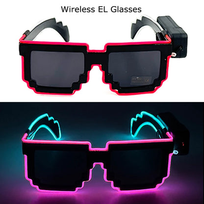 Wireless LED Glasses Party Light up Glasses Neon Party Flashing Glasses EL Wire Glowing Glow Sunglasses Bright Light Supplies