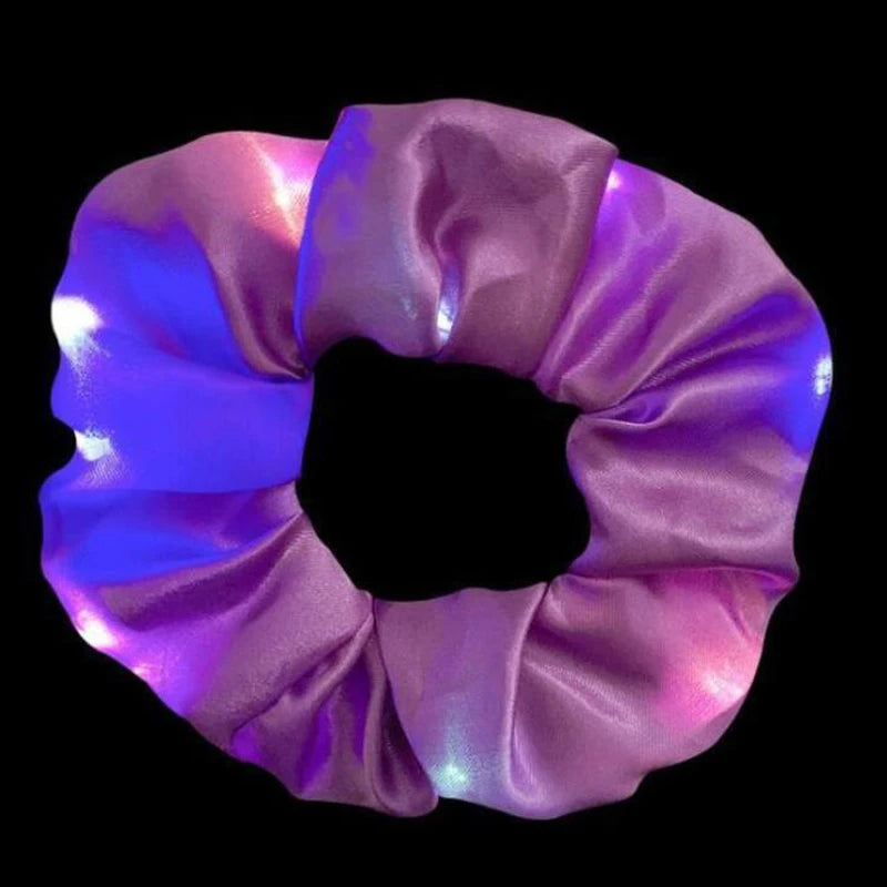 Popular Flashing Light Up Girls Hair Tie LED Luminous Scrunchies Headwear Women Scrunchy Hair Rope Hairband Accessories