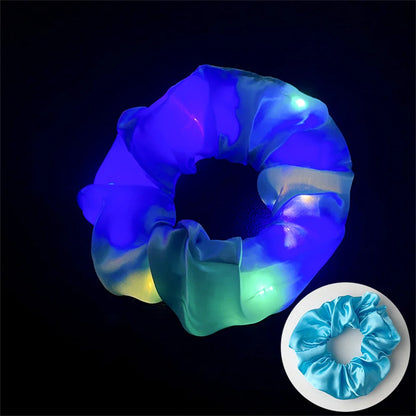 LED Luminous Scrunchies Hairband Women Glowing Elastic Hair Tie Hair Rope Girl Glow in the Dark Party Supplies Hair Accessory