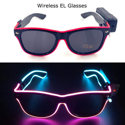 Wireless LED Glasses Party Light up Glasses Neon Party Flashing Glasses EL Wire Glowing Glow Sunglasses Bright Light Supplies