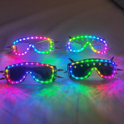 Full Color Remote Control  LED Glasses Pixel Laser Goggles Light Up Rave Costume Party Decor DJ SunGlasses