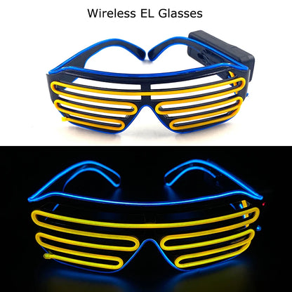 Wireless LED Glasses Party Light up Glasses Neon Party Flashing Glasses EL Wire Glowing Glow Sunglasses Bright Light Supplies