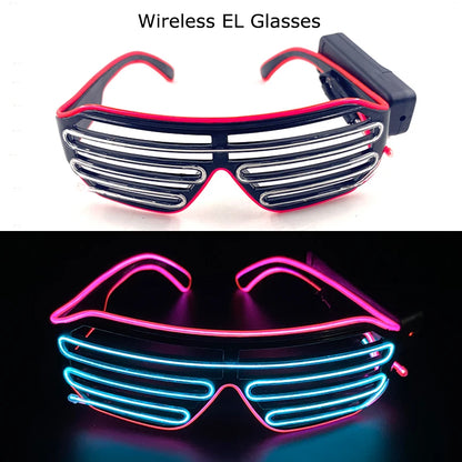 Wireless LED Glasses Party Light up Glasses Neon Party Flashing Glasses EL Wire Glowing Glow Sunglasses Bright Light Supplies